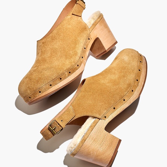 Madewell Shoes - Madewell The Marlo Slingback Clog in Shearling-Lined Nubuck